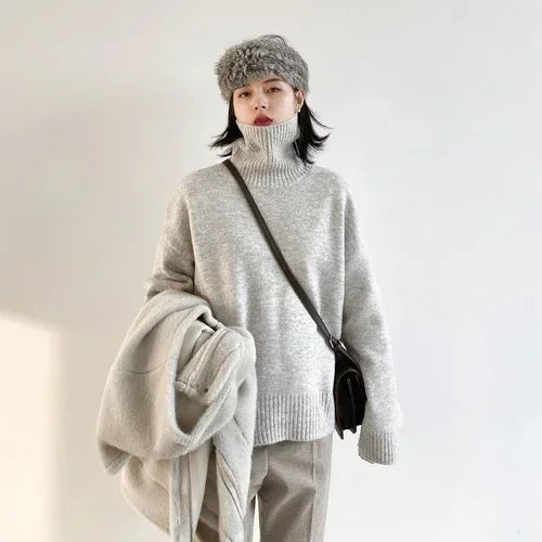 CHIC VEN Women's Sweater Autumn Winter New Turtleneck Knit Pullover Loose Clothes for Women Warm Solid Basic Female Tops 2026