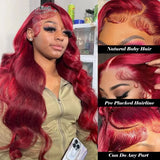 99j Burgundy 13x6 HD Lace Frontal Human Hair Wig 200 Density Body Wave 13x4 Lace Front Wigs Brazilian 100% Human Hair Wigs