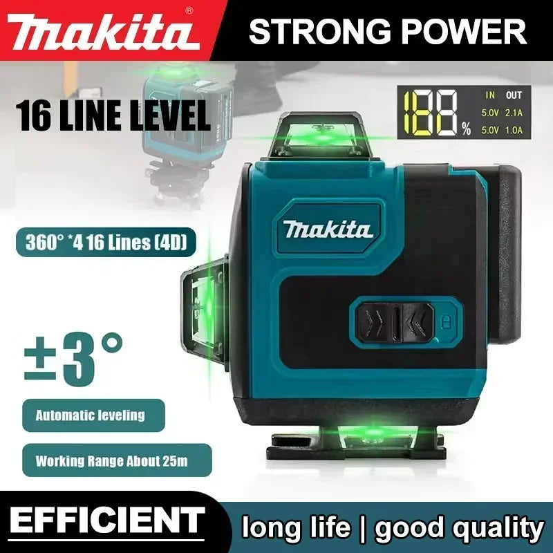 Makita  360 Horizontal Vertical 16-Line Cross Level High-Precision Portable Tool High-Precision Green Light Laser  Wall-Mounted
