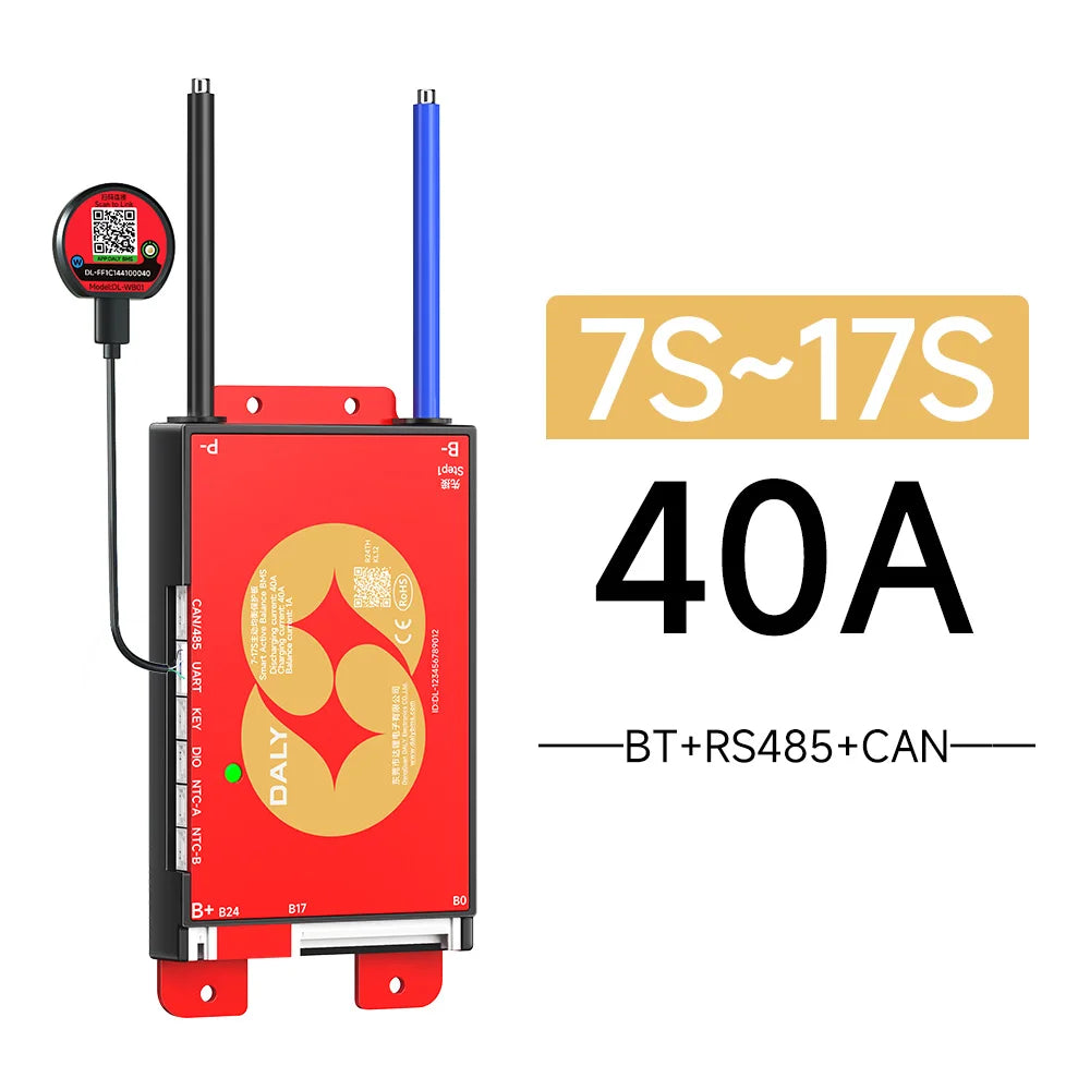 Daly Smart BMS 4S 7S 8S 24S 16S 17S 4S 40A 60A 100A 150A 1A Active Balance BMS for lifepo4 with wifi 4.3 LCD Built-in bt Li-Ion