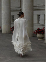 Women Solid Cloak Long Dresses Fashion Stand Neck Lace Sleeveless Ruffle Irregular Hem Dress 2025 New Summer Street Lady Gown