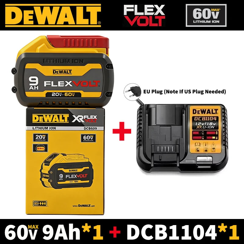 Original Dewalt Flexvolt Battery 20V/60V 9Ah Lithium Ion 18V/54V Battery 180 Watt Hours 6X Runtime 60V Max Replacement Li-ion