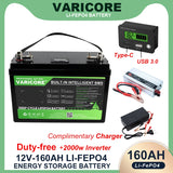 12V 120ah 160Ah 180ah LiFePO4 Battery Outdoors Touring Car Multifunctional USB3.0 Output for Travel Solar Panels 14.6v Charger