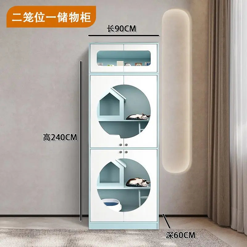 Cat villa cat house household solid wood interior cabinet house free space cat climbing frame integrated cage