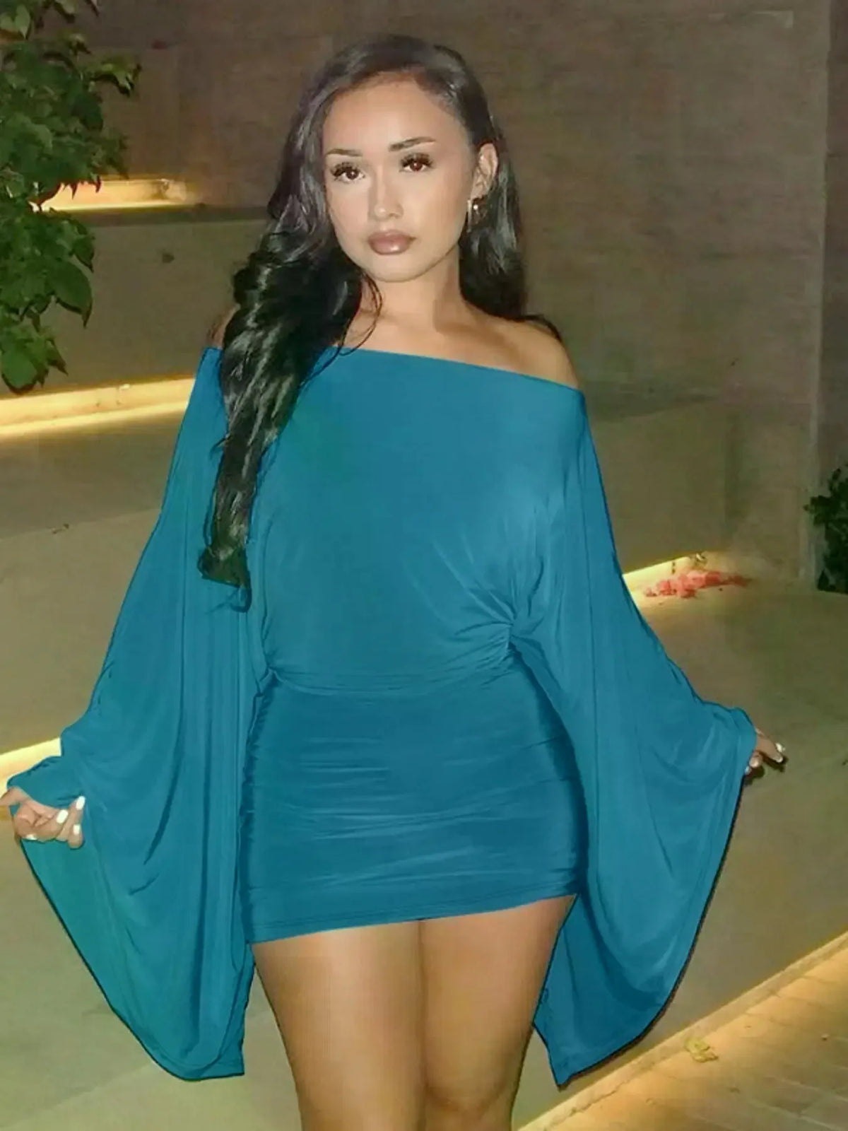 Women's Spring and Autumn Long Sleeve Party Club Evening Elegant Tight Mini Dress