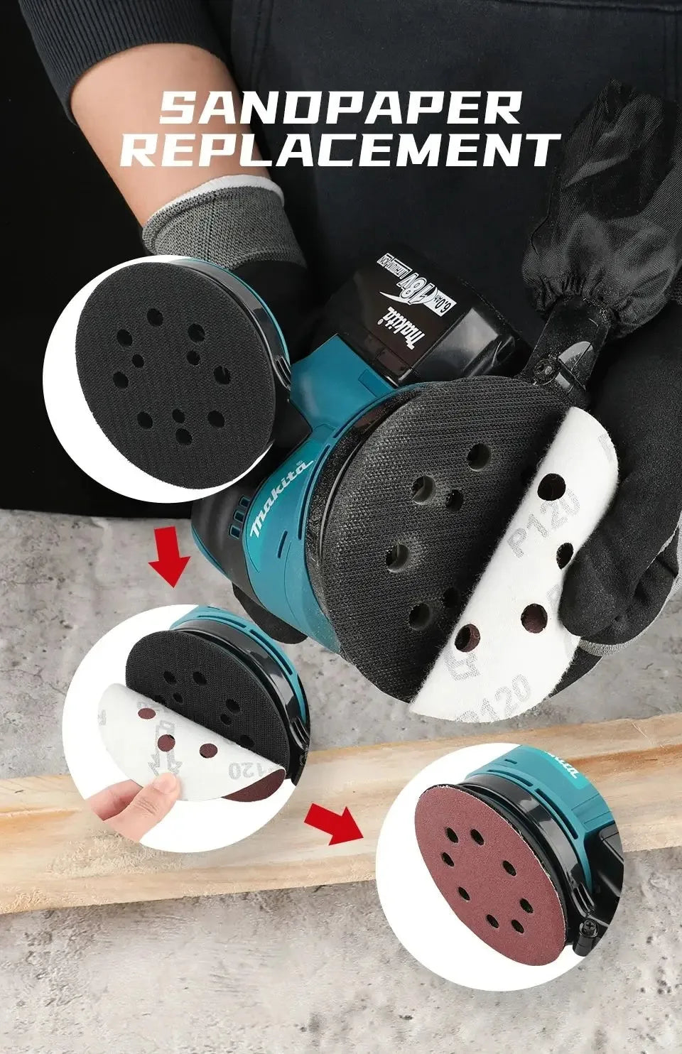2026 Makita DBO180Z 18V Cordless Rechargeable Lithium-Ion Disc Random Track Sanding Machine for Woodworking And Mud Polishing