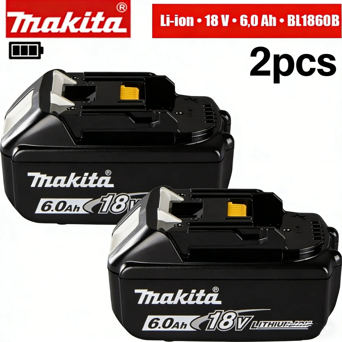 Genuine Makita 18V Battery 6ah,With Battery Indicator Rechargeable Makita Battery,BL1830 BL1840 BL1850 Power Tool Battery