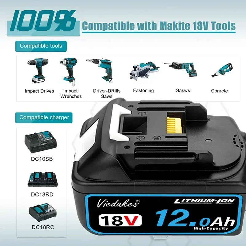 Original 18V 8.0Ah/10.0Ah/12.0Ah 18V Tool Battery BL1830B BL1840B BL1860 BL1850B Tool Battery for Makita 18V Battery