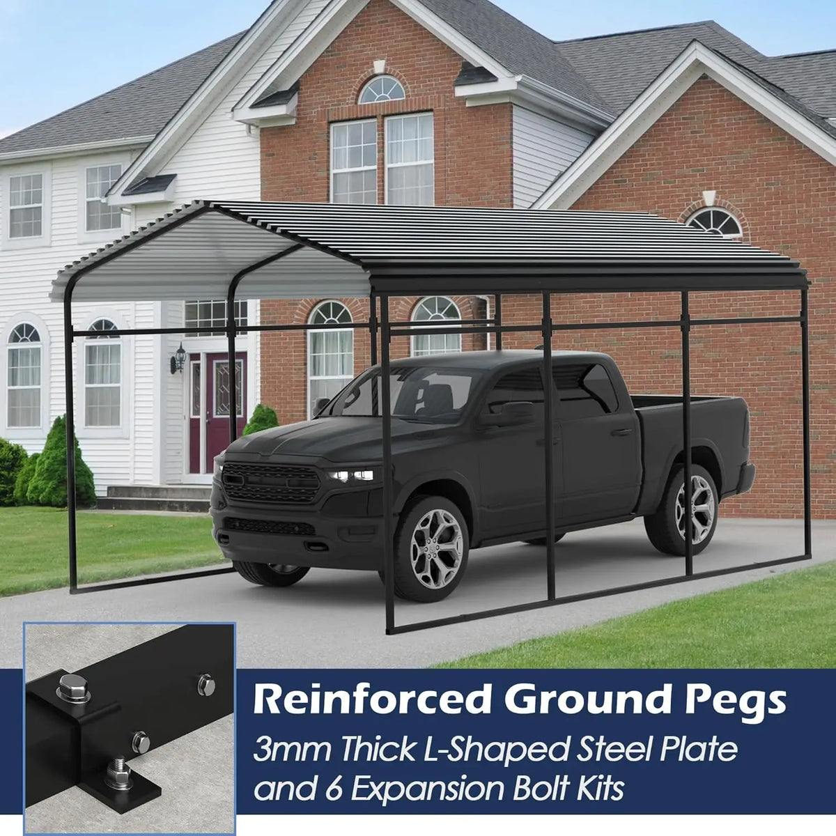 Metal Carport, Heavy Duty Carport Canopy with Galvanized Steel Frame and Roof, Outdoor Storage Shed, Car Tent, Customized