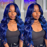 Navy Blue 13x4 Lace Front Body Wave Human Hair Wigs Brazilian Blue