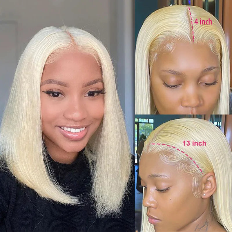613 Bob Honey Blonde Lace Front Human Hair Wigs For Women Human Hair Remy Brazilian Cheap 13x4 Straight Short Bob Wig 10 14 Inch