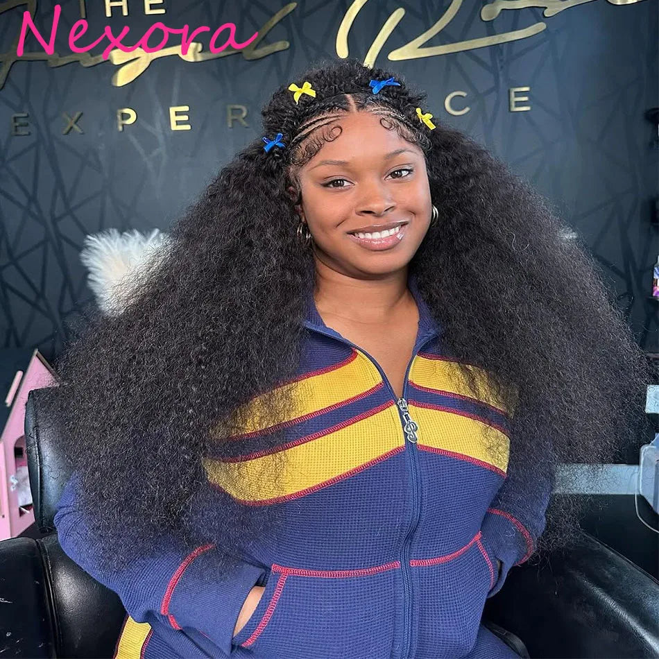 34 Inch Human Hair Water Wave Wig Natural Color 13x6 Frontal Curly Lace