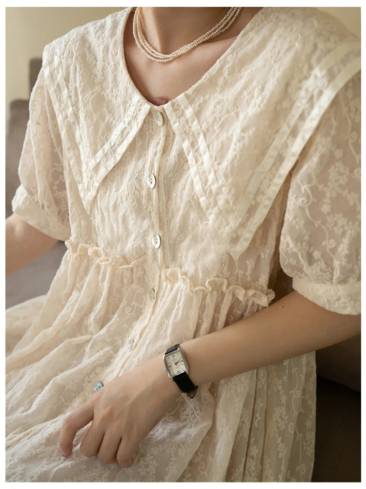 Lamtrip-Unique Full Embroidery Layers Lolita Lace Dress, Forest Mori Girl, Short Sleeve, Loose Dress, Quality, Spring, 2025
