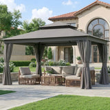 Outdoor Gazebo, Heavy Duty Metal Frame Patio Gazebo Canopy with Waterproof Double Roofs, Tent Shelter with UPF50 Protection, Mo