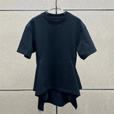 Women's t-shirt New elastic knitted round neck pullover for summer 2026 cotton short sleeved top Waist cinching slim fit corset