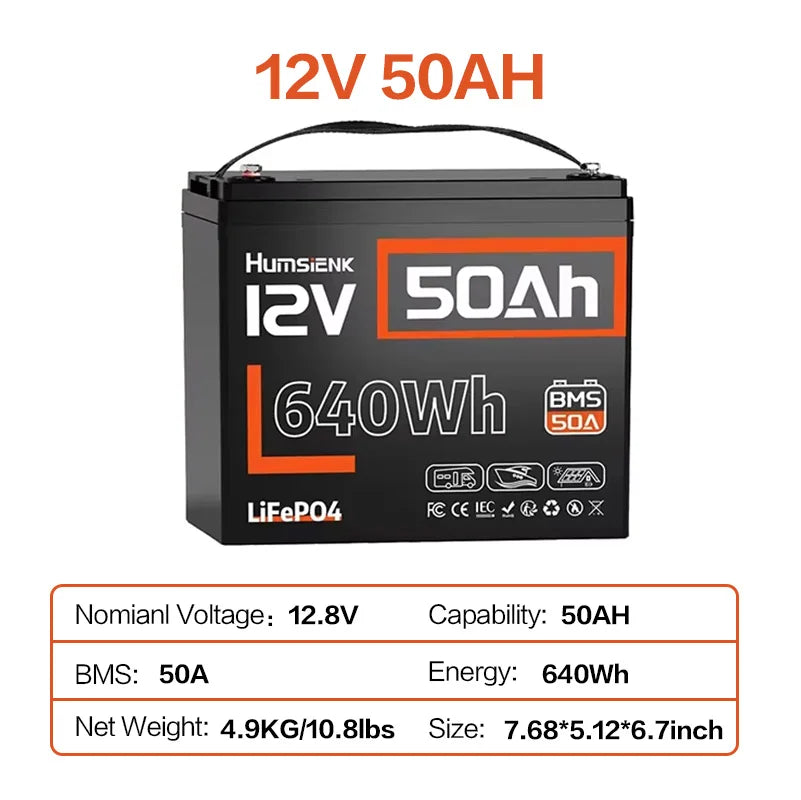 Humsienk 12V 100Ah 150Ah 200Ah 314Ah LiFePO4 Battery Built-in BMS Low Temperature Protection For RV/ Camp/ Solar Energy Storage