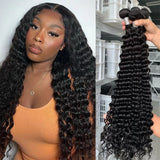 Queenlike Deep Wave Human Hair Bundles 24 26 28 inch Deep Curly Bundles