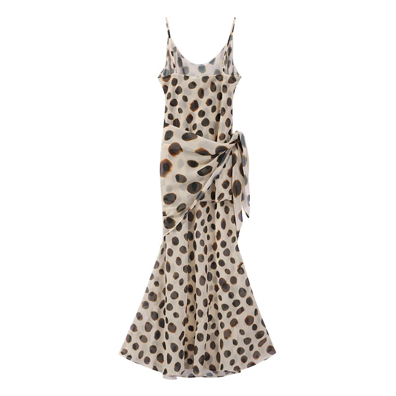 Chic Printed Women's Dress Sleeveless Slip Lady Long Dresses With Demountable Scarf 2026 Summer Chic New Female Vacation Robe