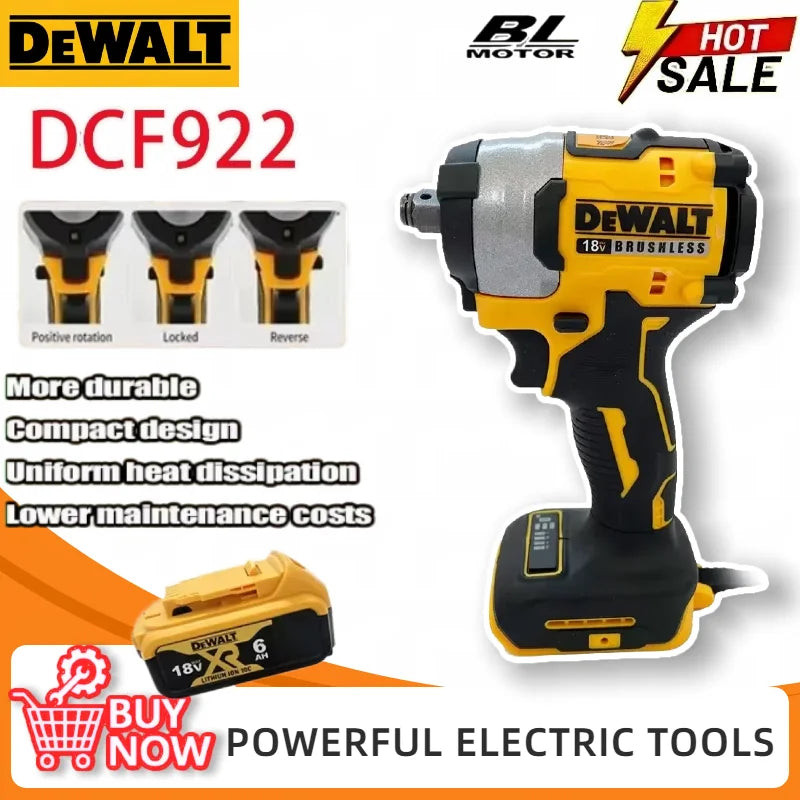 Dewalt DCF922 Brushless Impact Wrench Cordless Driver Large torque Variable Speed Electric Wrench Rechargeable Power Tools