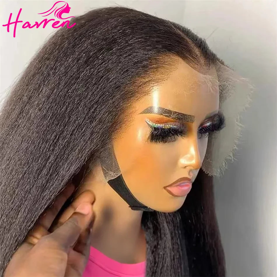 40 Inch Invisi Strap 360 Full Lace Glueless Wig Invisible Drawstring Frontal Wig Kinky Straight Lace Front Human Hair Vpart Wigs