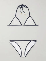 2025 Summer New Women's Classic Black and White Color Blocked Simple Strap Split Bikini