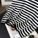 WinvyNee Summer Tops Women's Clothing 100% Cotton Sweaters O Neck Half Sleeve T-Shirt Striped Casual Knitted Pullovers ZA1102001
