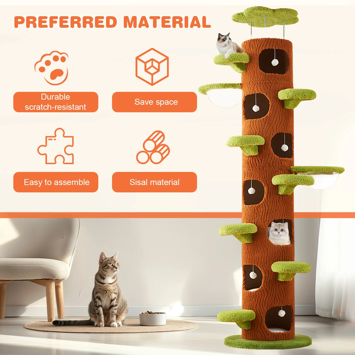 Forest Large Cat Tree with Sisal Scratching Pad Tall Cat Tree Tower Super Large Cat Tree Tower for Maine Coon Cats