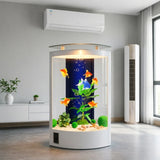 All-in-One AquariumSector-Shaped Vertical Goldfish Tank With Rear Filtration System-Medium Large Fish Aquarium For Living RoomsF