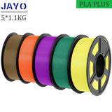 JAYO 3D Printer Filament  PETG PLA HSMPETG PLA PLUS 1.75mm 5Rolls 3D Printing Materials for 100% No Bubble &FDM 3D Pen DIY Gift