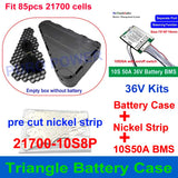 Triangular Battery Box Fits 85pcs 21700 Cells Triangle Case 36V 48V 52V 60V 72V Pre Cut Nickel Strip for DIY EBike Battery Pack