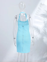 Sexy Bandage U Neck Tank Dresses Women's Slim Ribbed Knit Spaghetti Strap Bodycon Dress 2026 New Ladies Summer Slim Clubwear