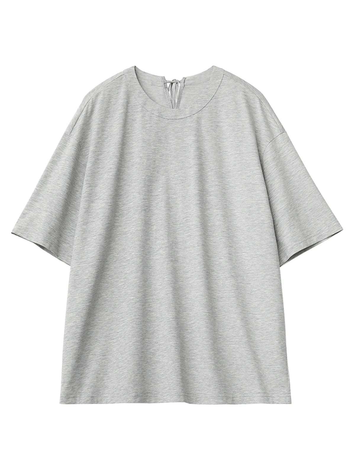 CHIC VEN New Women T-shirt Solid Casual Loose Short Sleeve Tops Back Collar Split Design Cool Female Tees Pullover Summer 2026
