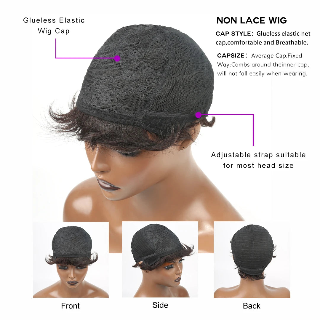 300% Pixie Cut Human Hair Wigs For Women Afro Rose Curly Funmi Glueless Wigs Human Hair Short Bouncy Curly Bob Wig With Bangs