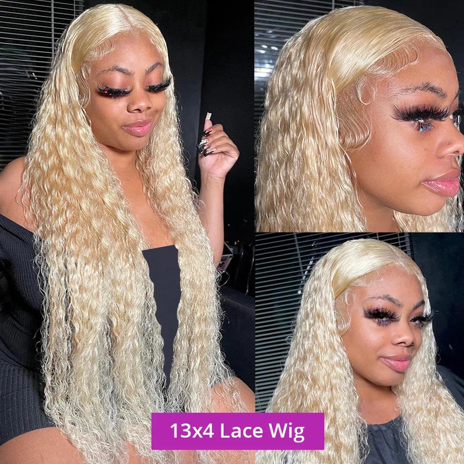 613 Hd Lace Frontal Wig 13X6 Blonde Curly Water Deep Wave Frontal Wig