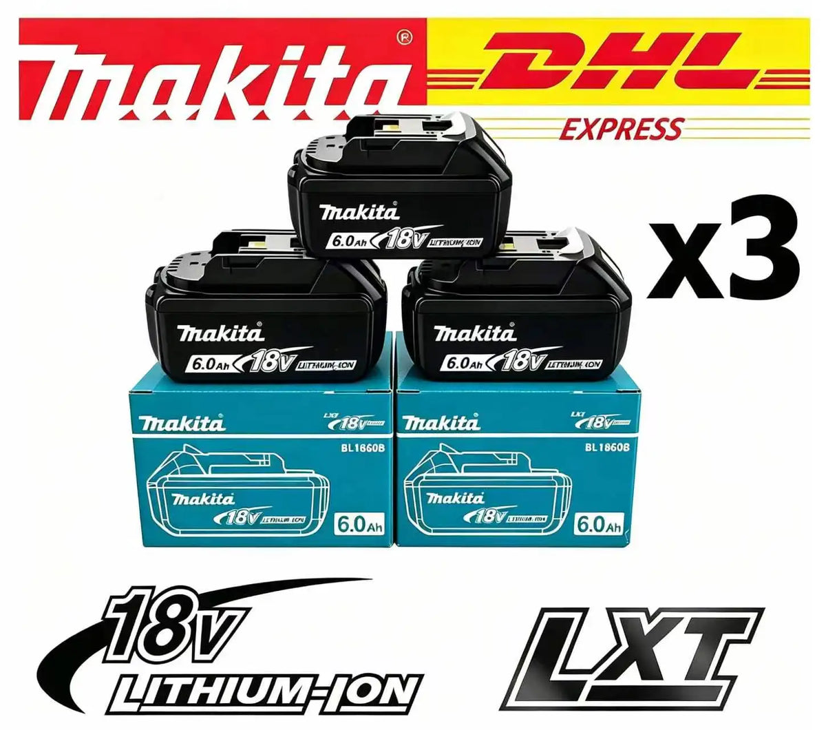 NEW Original Makita 18v 6Ah for Makita 18V Battery BL1830B BL1850B BL1850 BL1840 BL1860 BL1815 Replacement Lithium Battery