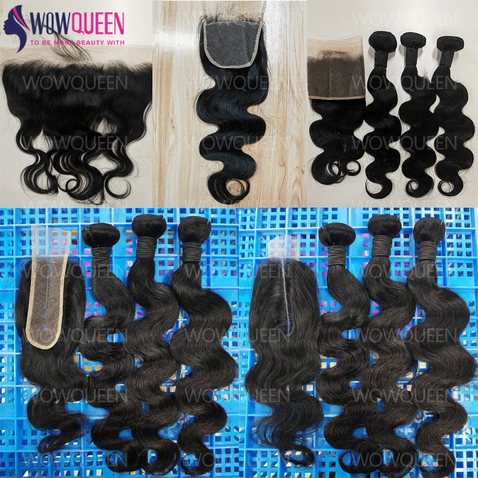 Body Wave Bundles With Closure 2x6 4x4 Brazilian Hair Weave Bundles With 13x4 Frontal Natural Human Hair Bundles And Closure