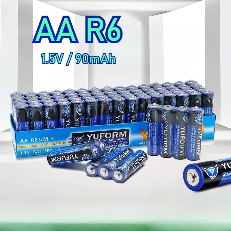 60PCS NEW 1.5V AA Disposable Carbon Battery for Led Light Toy Mp3 Camera Flash Razor CD Player Wireless Mouse Keyboard