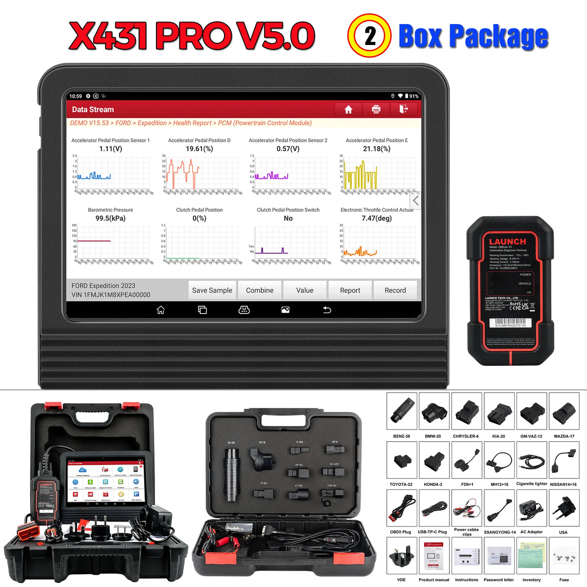 Launch X431 PRO V5.0 Automotive Diagnostic tools Full System ECU Coding Active test 37+ Service FCA CANFD DOIP OBD2 scanner