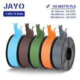JAYO PLA Classic 3D Filament 1.75mm High Speed Matte PLA 3D Printer Filament Neatly Wound 3D Printing Materials 5Rolls/set