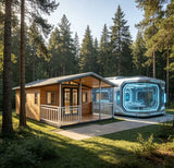 Wood Grain Finish Foldable Expandable House Portable Prefab Container Home Natural Look Exterior Decorative Panel Modular Cabin