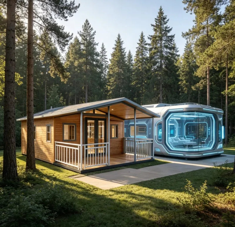 Wood Grain Finish Foldable Expandable House Portable Prefab Container Home Natural Look Exterior Decorative Panel Modular Cabin