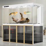 All-in-One AquariumUnder Cabinet Rectangular Living Room Home Office Ultra-clear Glass Screen Fish Tank Bottom Filter No WaterFi