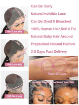 300% High Density 40 46 Inch Bone Straight 13x6 HD Lace Front Wigs Human Hair Brazilian 13x4 360 Full Lace Frontal Wig Pre Pluck
