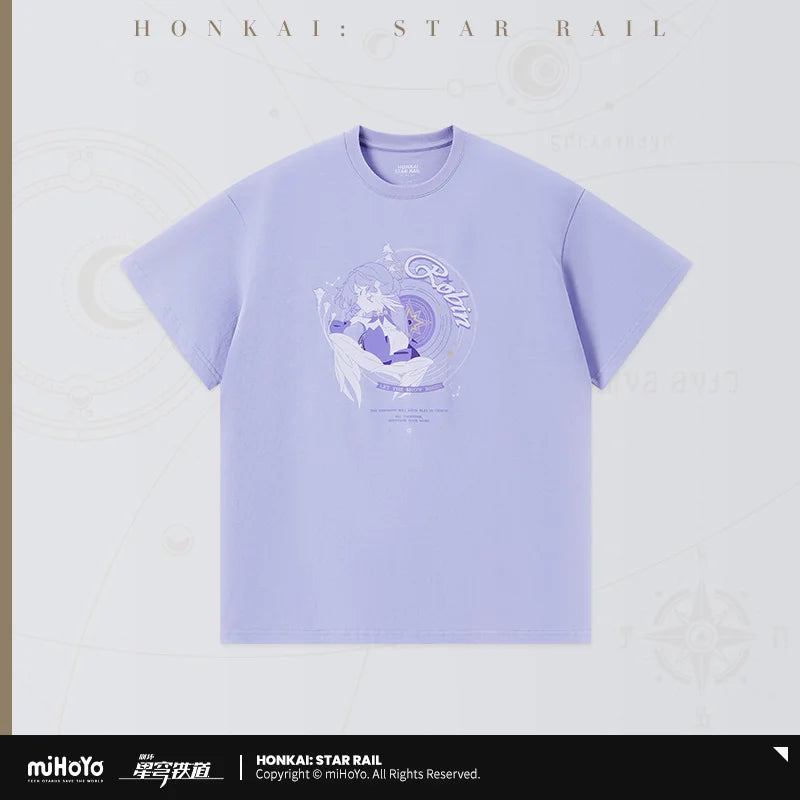 Genuine MiHoYo Game Honkai Star Rail Robin Short Sleeve T-shirt Women Daily Wear Skirt Cosplay Costume Tops Tees Birthday Gift