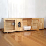 Cat Cage Super Large Free Space Solid Wood Indoor Home Warm Cat Cabinet TV Cabinet Cat Nest Toilet Integrated