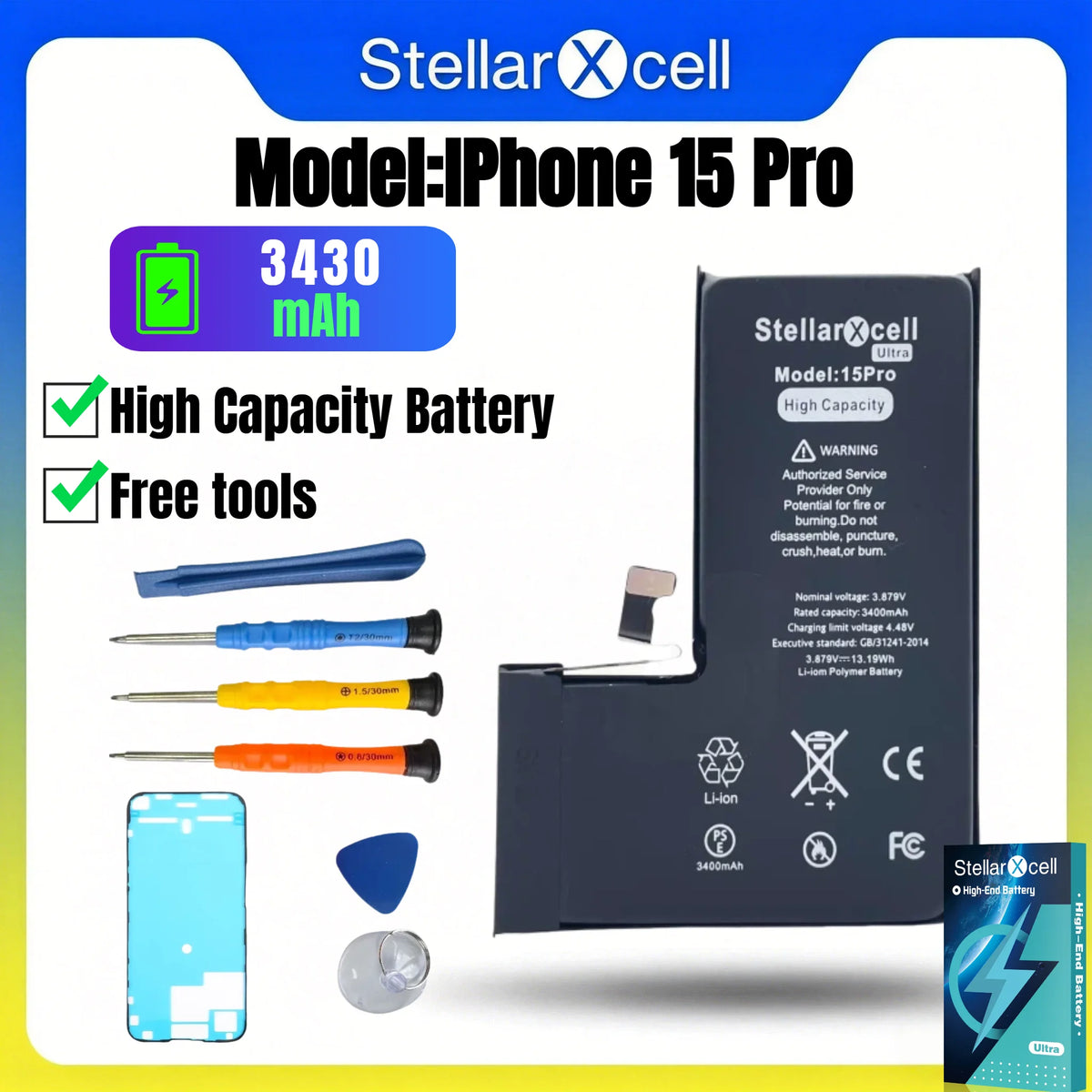 High Cpacity Cell + 7037 TI Ultra Battery Replacement for iPhone StellarXcell11 13mini 15 IP14 Pro Max 12 16 16pro 16promax