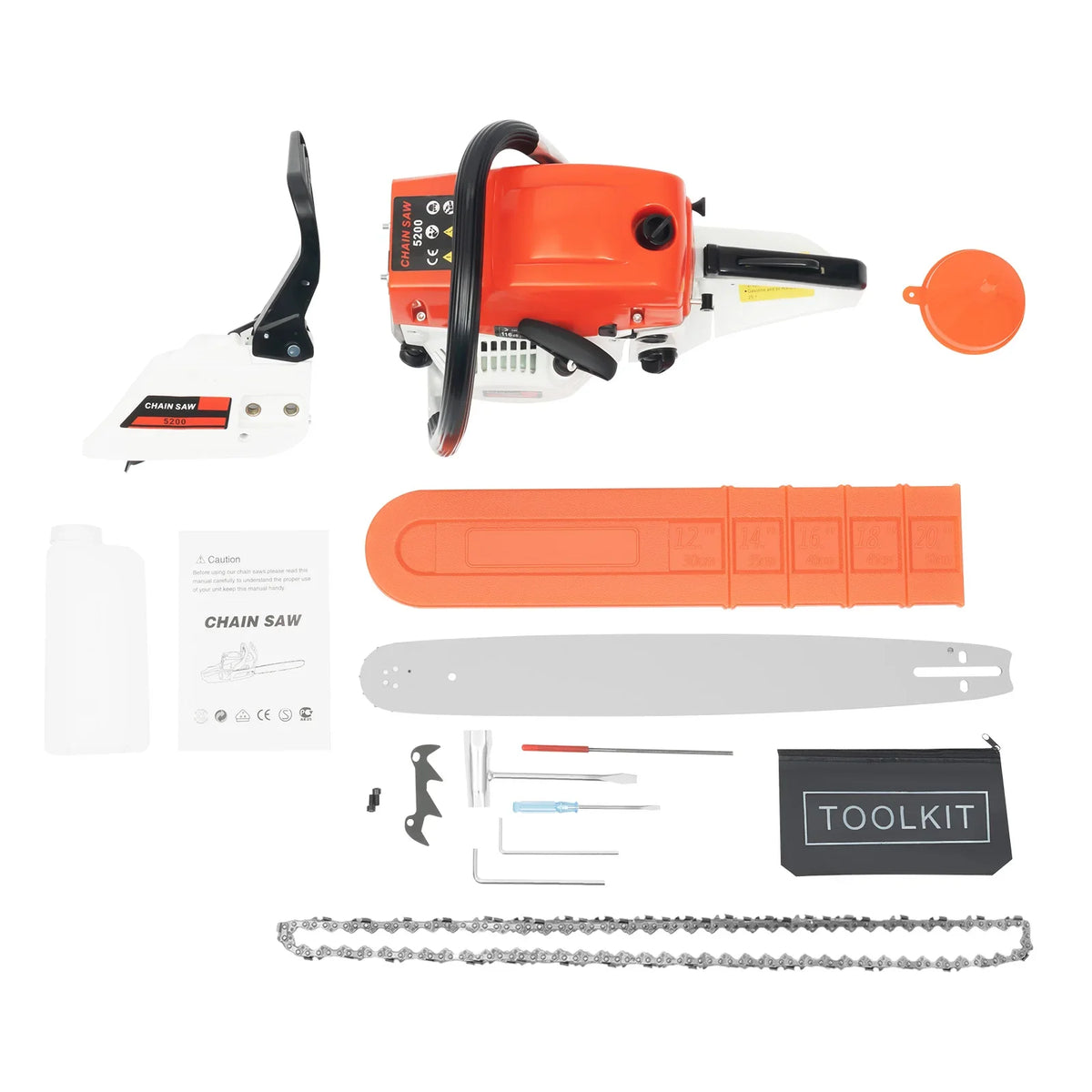 2 Stroke Power Chain Saws, 52CC Gas Chainsaws, 20 Inch Petrol Gasoline Chain Saw, Single Cylinder for Forest Harvesting