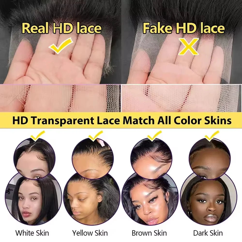 13x4 13x6 HD Transparent Lace Deep Wave Frontal Wig 40-42Inch