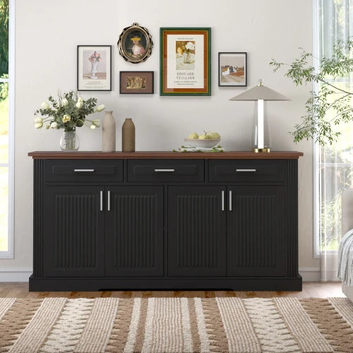 # Fluted MDF Sideboard Buffet Cabinet Storage Modern Coffee Bar Station Console Table For Living Room Hotel