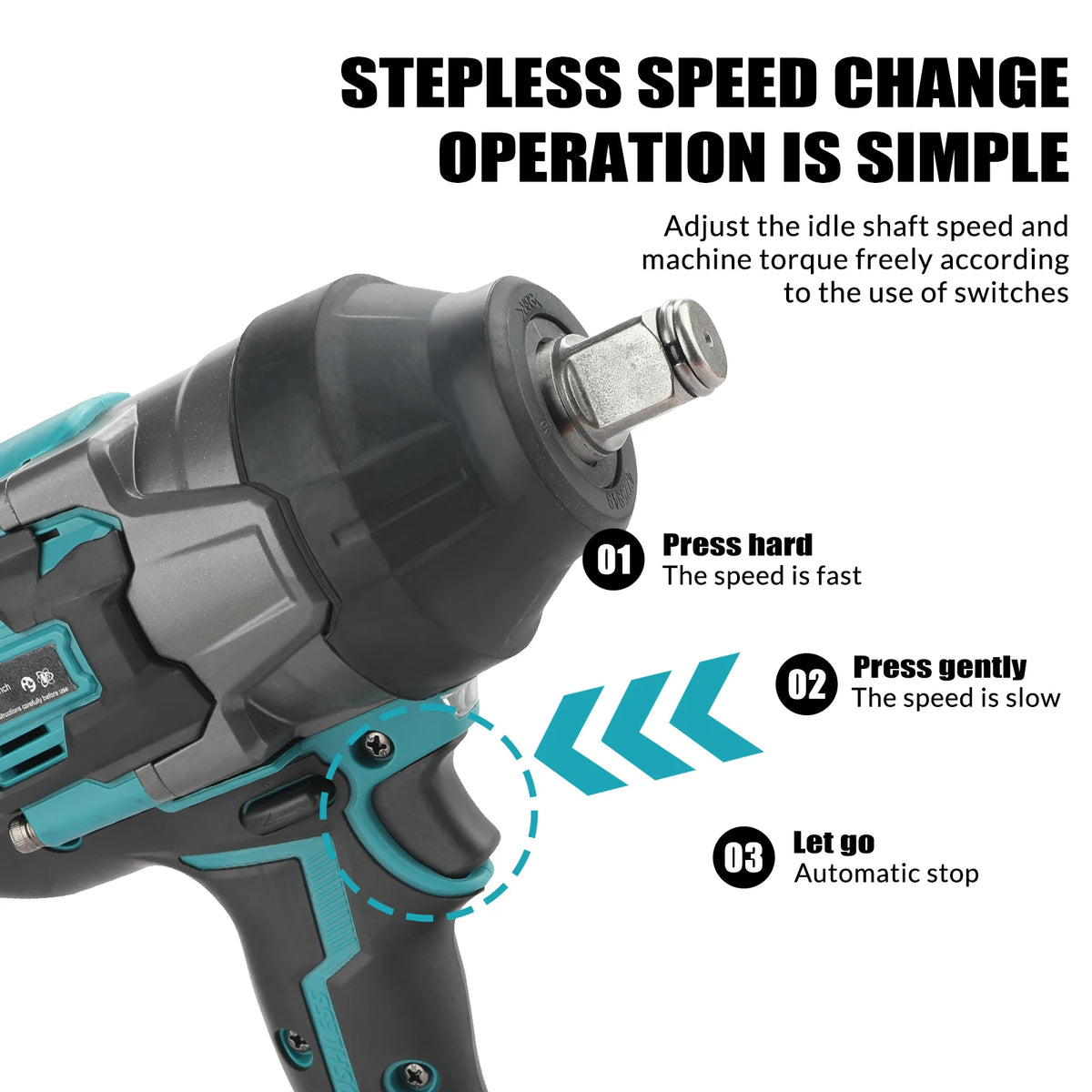 Makita Style 18V Brushless Impact Wrench 1300N.m Torque Stepless Speed Control Electric Wrench for Heavy Duty Maintenance